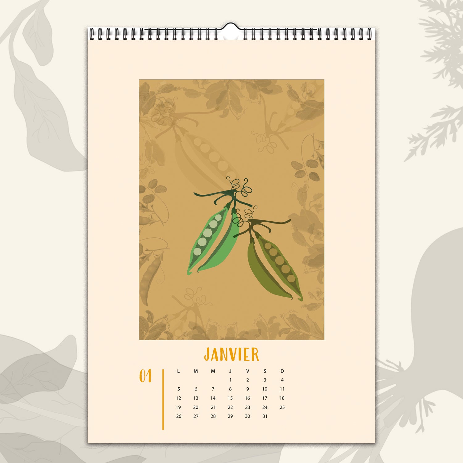 Calendrier mural 2026 "Une année au potager"