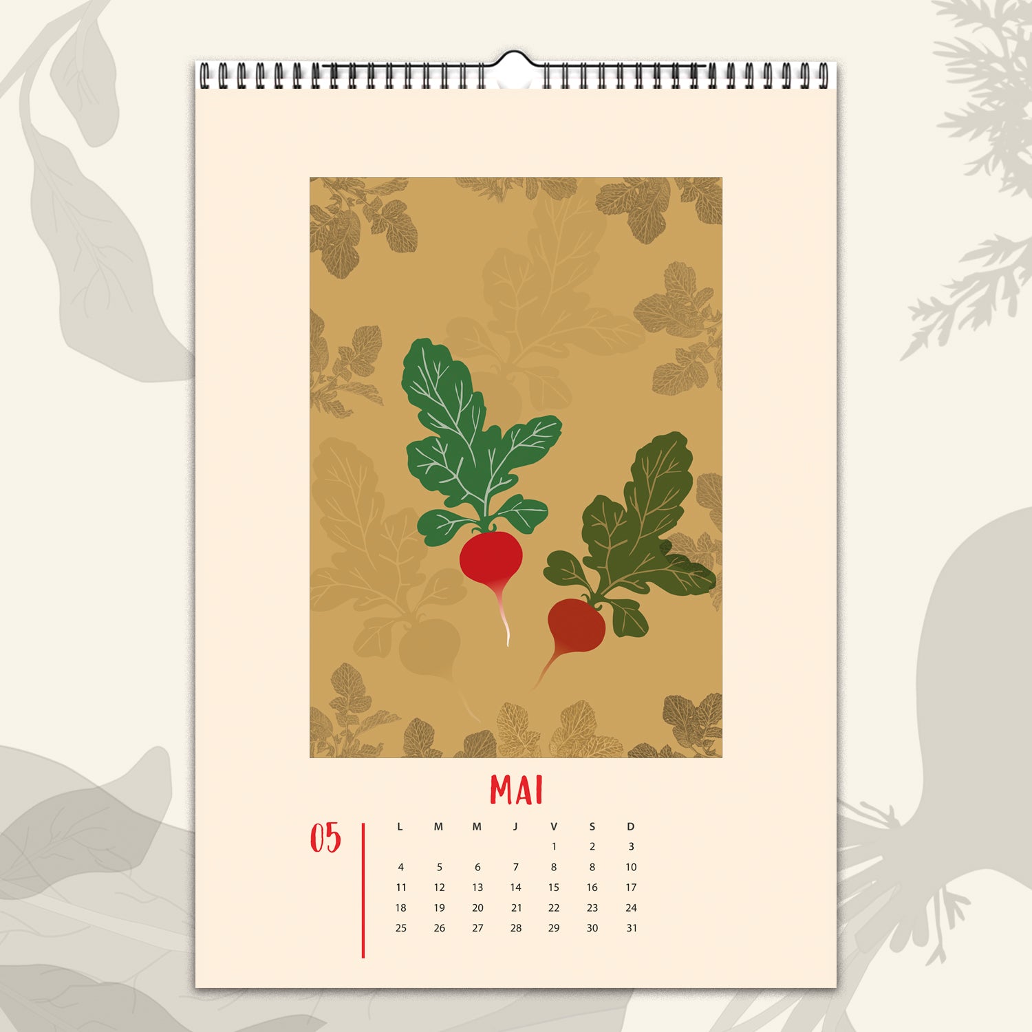 Calendrier mural 2026 "Une année au potager"