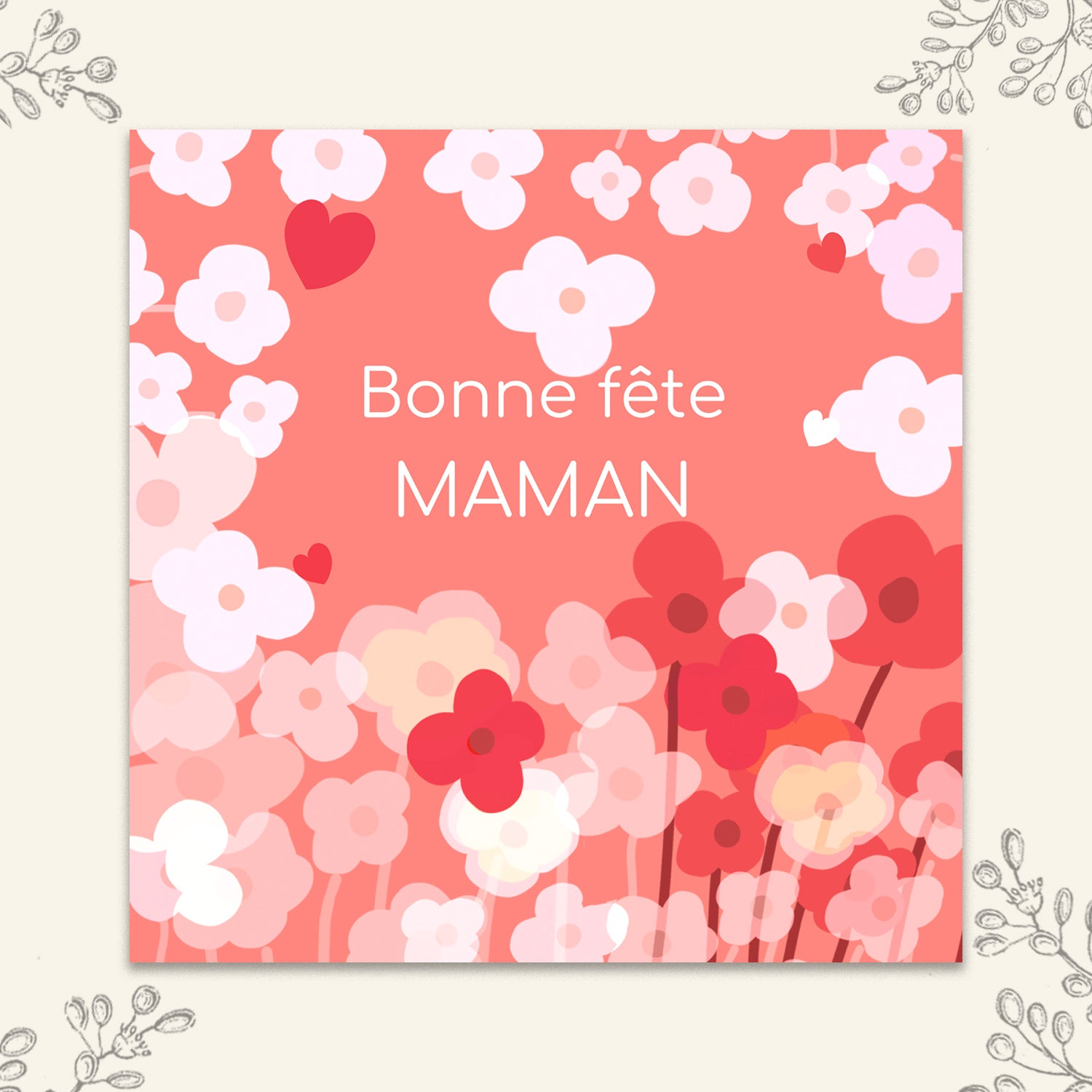 Carte carrée -Fête des Mères
