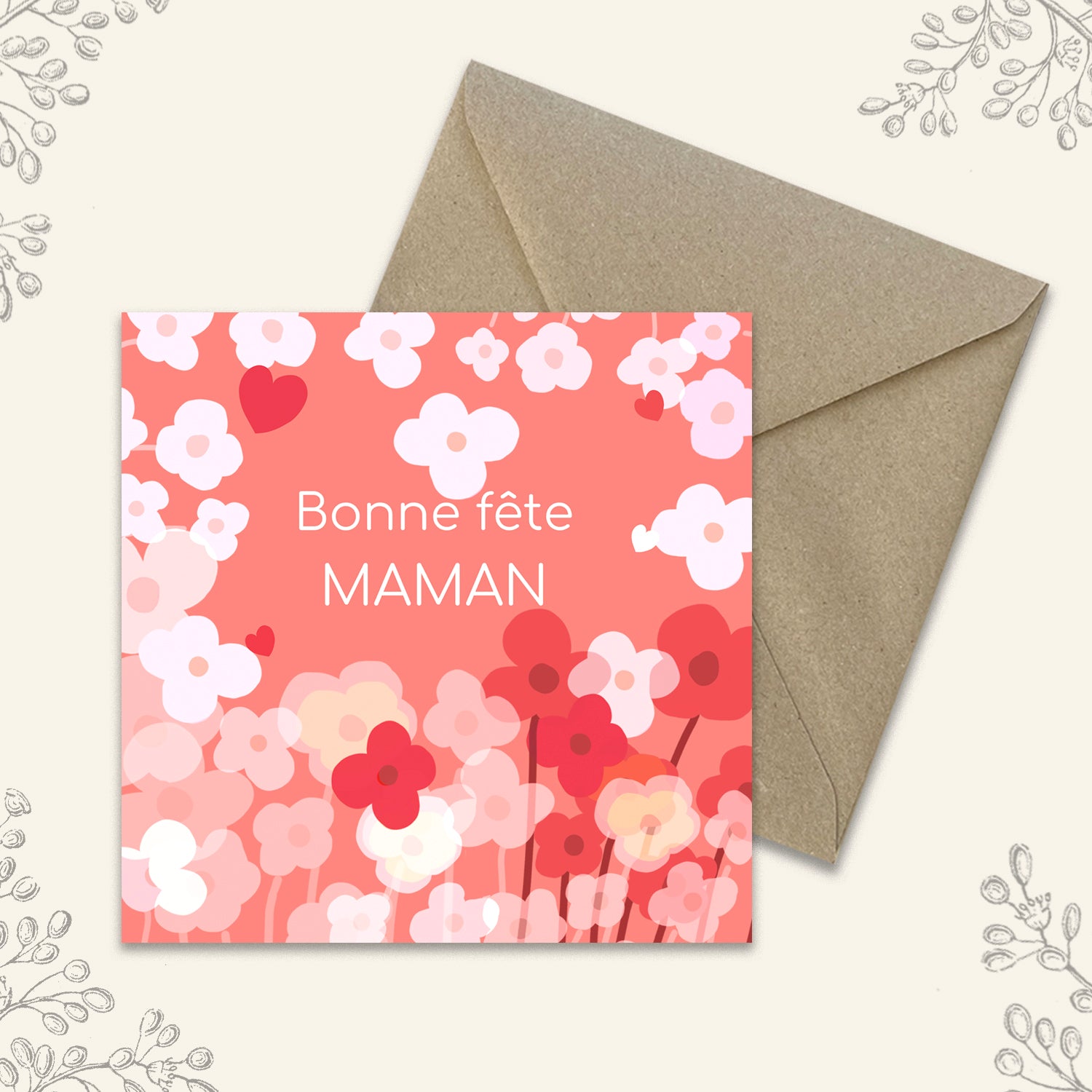 Carte carrée -Fête des Mères