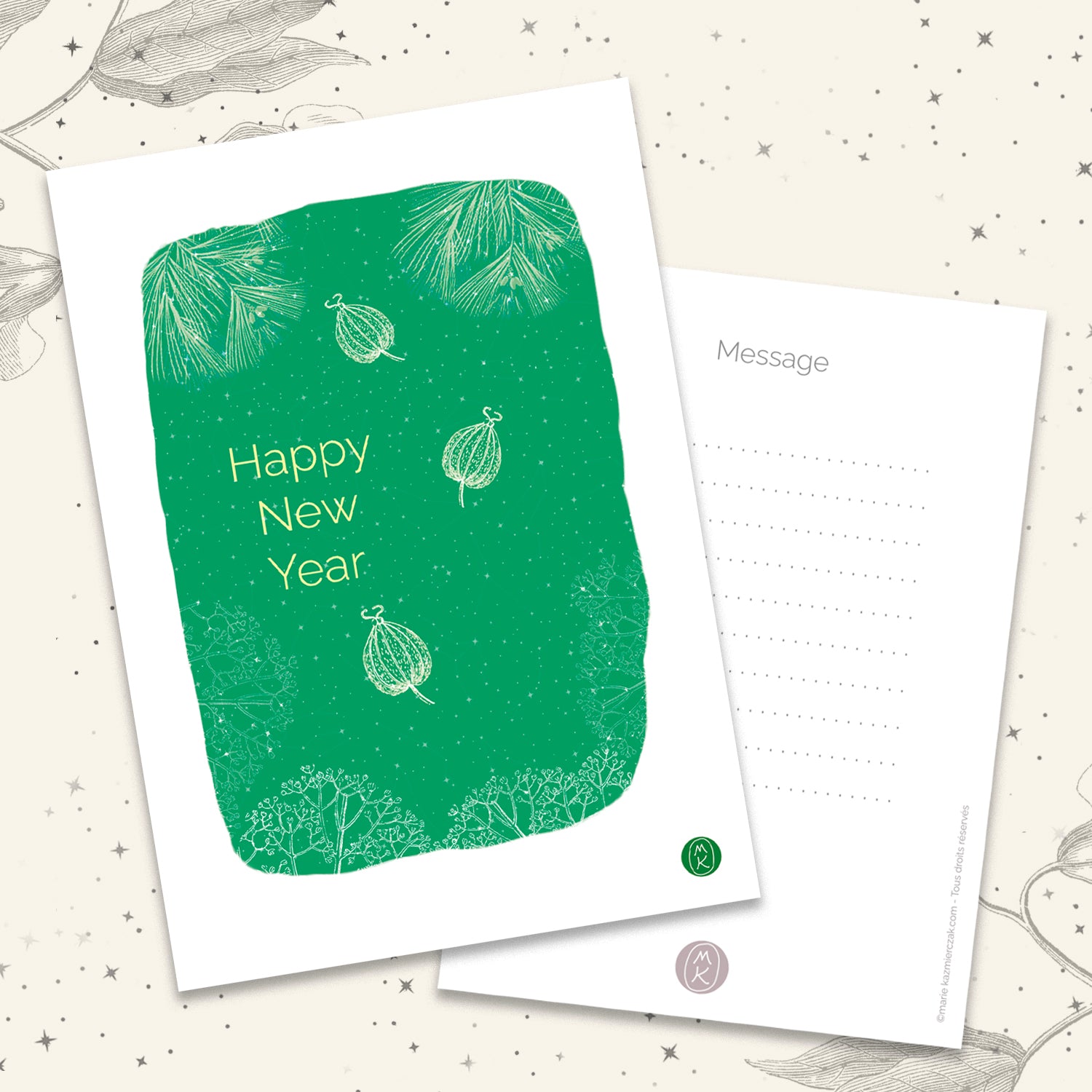 Carte de Vœux A6 _ Rêverie en vert