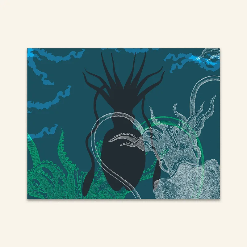 Carte A6 - Poulpe noir, 