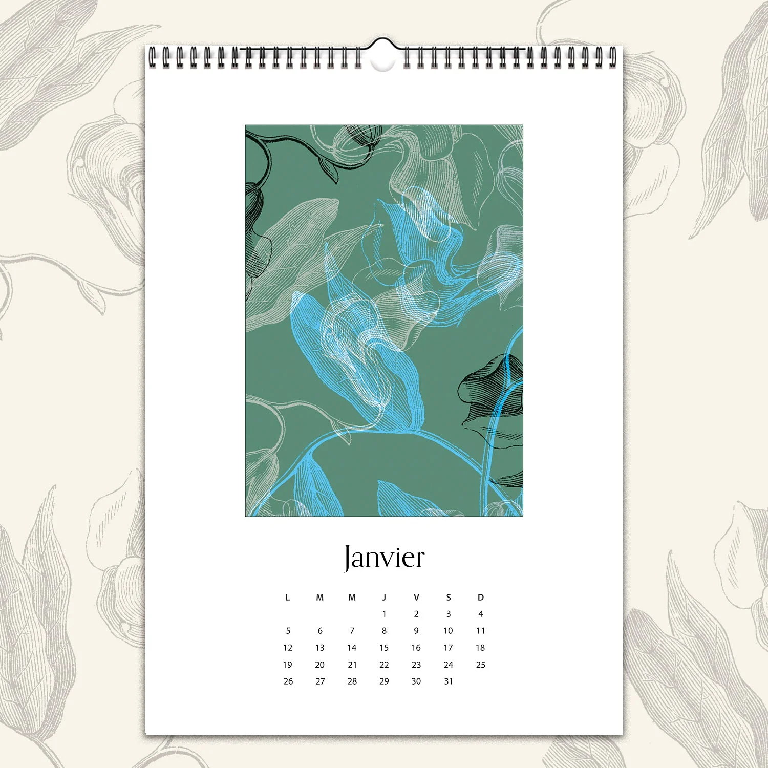 Calendrier mural 2026 " Les Volutes" — vue 2